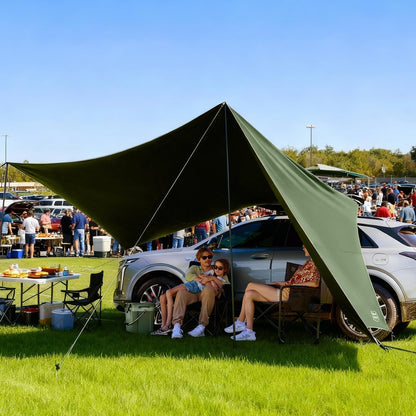19X9.8Ft Retractable Vehicle Awning with Blackout Coating Roof Rack Pull-Out ...