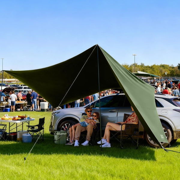 19X9.8Ft Retractable Vehicle Awning with Blackout Coating Roof Rack Pull-Out ...