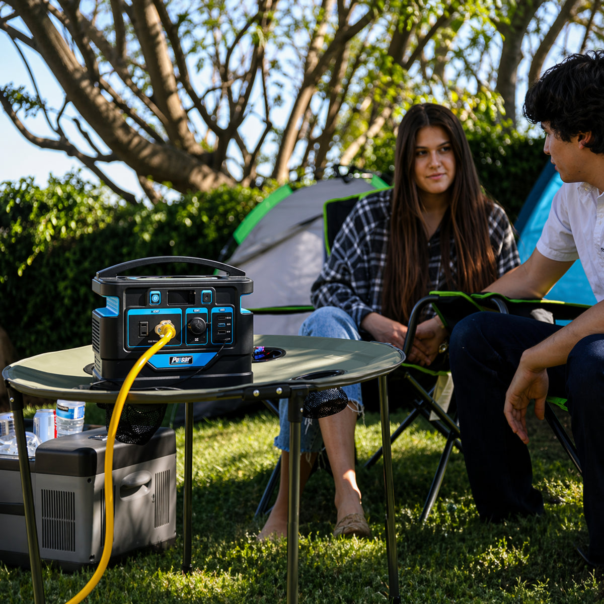 500-Watt Quiet Portable Power Station with Push Button Start Battery Generator for Outdoors, Home, and Solar Charging