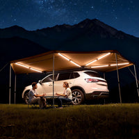 270 Degree Awning with Bulit-In LED Light 3 Colors, 133 Sq.Ft Driver Side Vehicle Awning, UV50+ Waterproof Car Side Awnings, All-Weather Overland Awnings Car Shelter for SUV Truck Camping