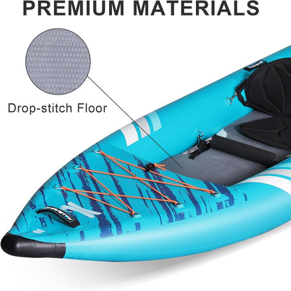 Inflatable Kayak, Lightweight and Durable Foldable Kayak, Blow up Kayak, Kayaks for Adults Paddling on Rivers, Lakes and Coastal Waters