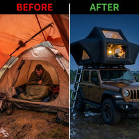Rooftop Tent Hard Shell, Roof Top Tent Hardshell for Truck Car Jeep SUV Van, Waterproof Rooftop Tent for Camping — Before & After