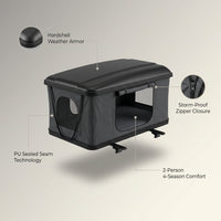 Rooftop Tent Hard Shell, Roof Top Tent Hardshell for Truck Car Jeep SUV Van, Waterproof Rooftop Tent for Camping — infographic