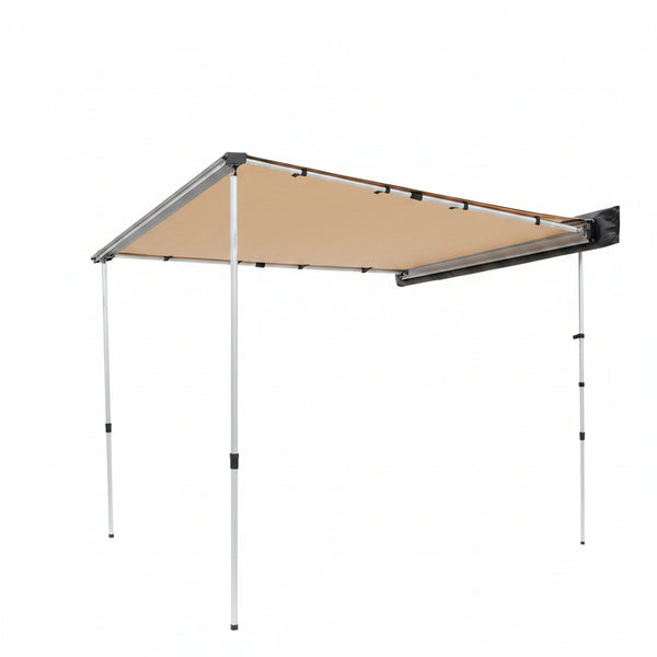 Vehicle Awning 4.6'X6.6' Roof Rack Pull-Out Sun Shade UV50+ Pu3000Mm, Retractable Weatherproof 4X4 Side Awning for SUV Outdoor Camping & Overland (Hardware Included), W/Waterproof Storage Bag