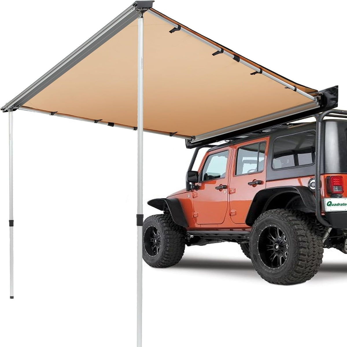 Vehicle Awning 4.6'X6.6' Roof Rack Pull-Out Sun Shade UV50+ Pu3000Mm, Retractable Weatherproof 4X4 Side Awning for SUV Outdoor Camping & Overland (Hardware Included), W/Waterproof Storage Bag