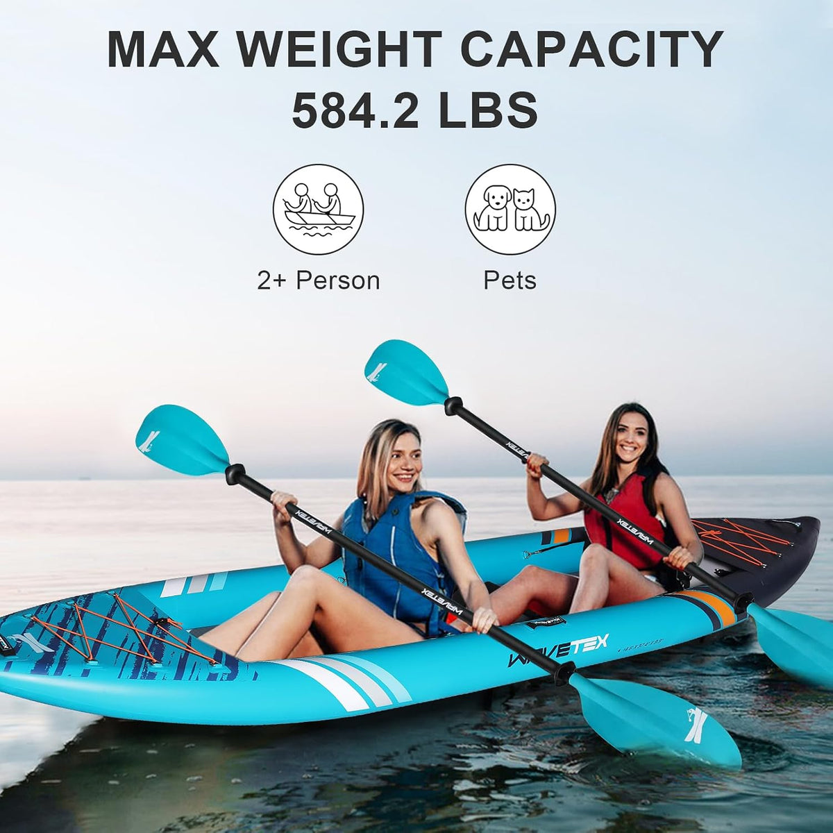Inflatable Kayak, Lightweight and Durable Foldable Kayak, Blow up Kayak, Kayaks for Adults Paddling on Rivers, Lakes and Coastal Waters