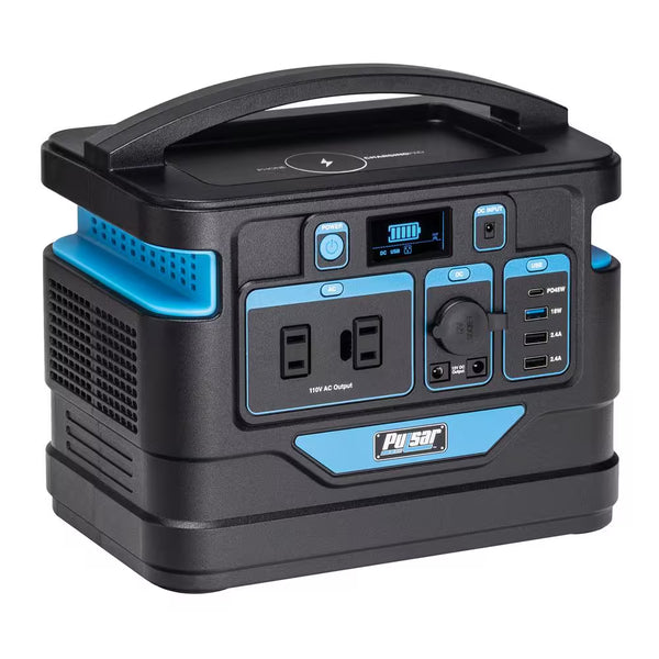 500-Watt Quiet Portable Power Station with Push Button Start Battery Generator for Outdoors, Home, and Solar Charging