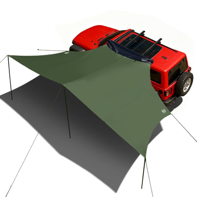 19X9.8Ft Retractable Vehicle Awning with Blackout Coating Roof Rack Pull-Out ...